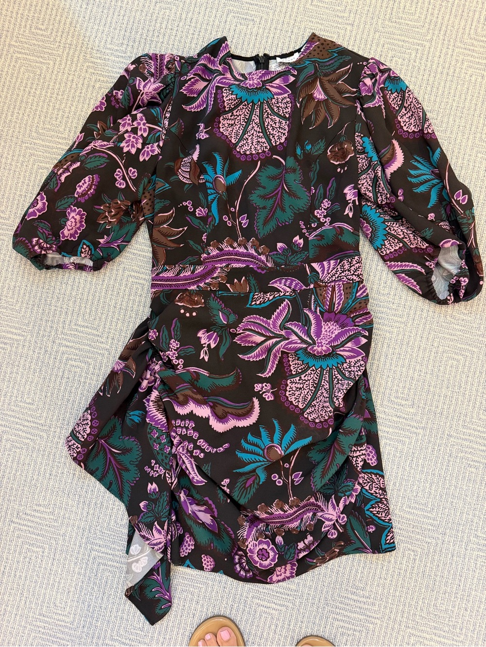 RHODE pia mini dress. Black, Purple & Teal